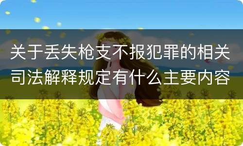 关于丢失枪支不报犯罪的相关司法解释规定有什么主要内容