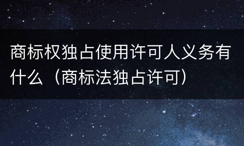 商标权独占使用许可人义务有什么（商标法独占许可）