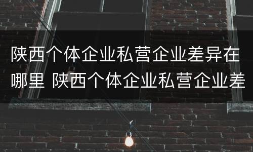 陕西个体企业私营企业差异在哪里 陕西个体企业私营企业差异在哪里公示