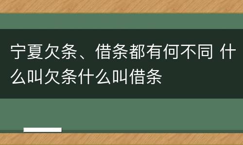 宁夏欠条、借条都有何不同 什么叫欠条什么叫借条