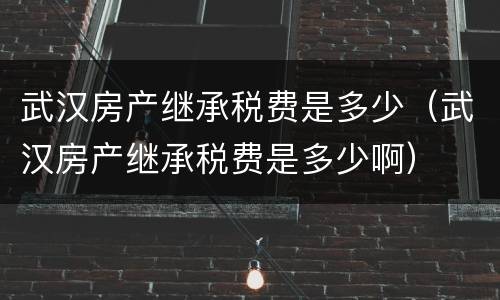 武汉房产继承税费是多少（武汉房产继承税费是多少啊）