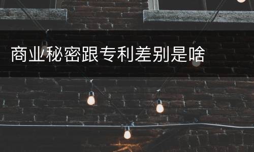 商业秘密跟专利差别是啥