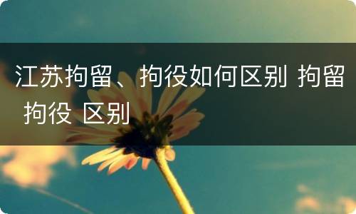 江苏拘留、拘役如何区别 拘留 拘役 区别