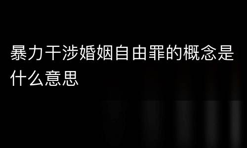 暴力干涉婚姻自由罪的概念是什么意思