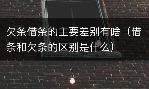 欠条借条的主要差别有啥（借条和欠条的区别是什么）