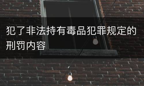 犯了非法持有毒品犯罪规定的刑罚内容
