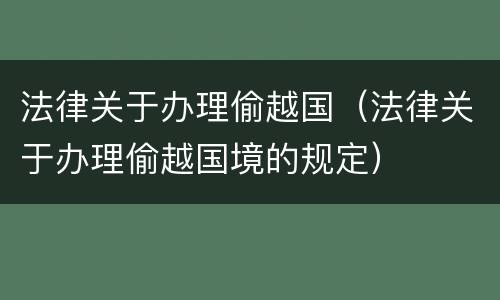 法律关于办理偷越国（法律关于办理偷越国境的规定）