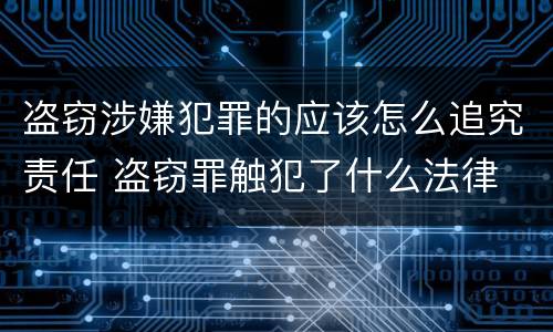 盗窃涉嫌犯罪的应该怎么追究责任 盗窃罪触犯了什么法律