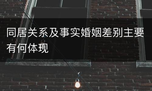 同居关系及事实婚姻差别主要有何体现