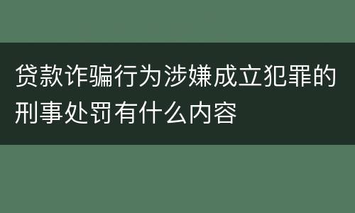 贷款诈骗行为涉嫌成立犯罪的刑事处罚有什么内容