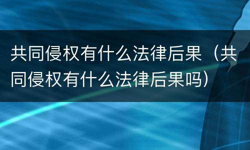 共同侵权有什么法律后果（共同侵权有什么法律后果吗）