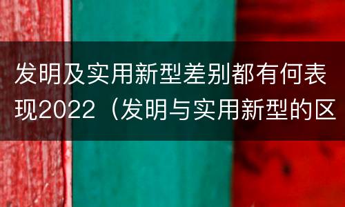 发明及实用新型差别都有何表现2022（发明与实用新型的区别有哪些）