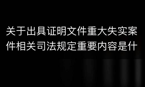 关于出具证明文件重大失实案件相关司法规定重要内容是什么