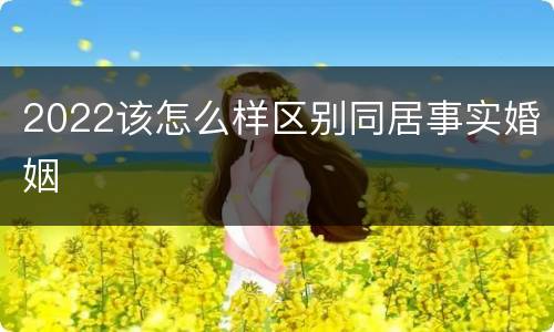 2022该怎么样区别同居事实婚姻