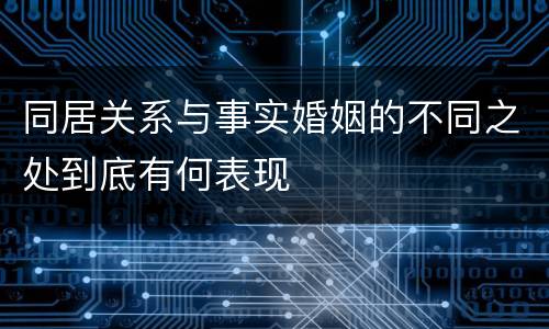 同居关系与事实婚姻的不同之处到底有何表现