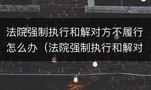 法院强制执行和解对方不履行怎么办（法院强制执行和解对方不履行怎么办理）
