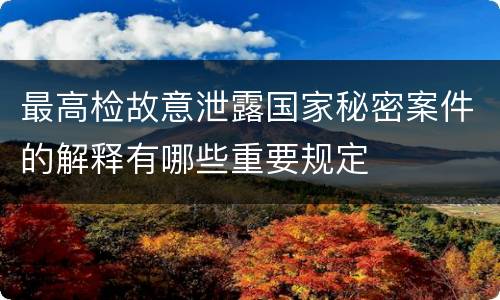 最高检故意泄露国家秘密案件的解释有哪些重要规定