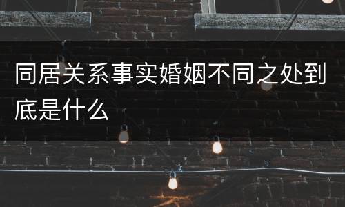 同居关系事实婚姻不同之处到底是什么