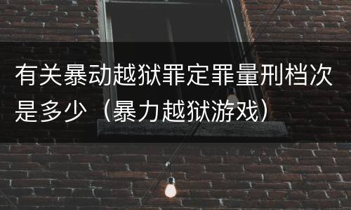 有关暴动越狱罪定罪量刑档次是多少（暴力越狱游戏）