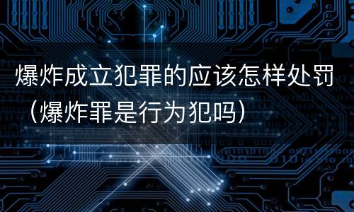 爆炸成立犯罪的应该怎样处罚（爆炸罪是行为犯吗）