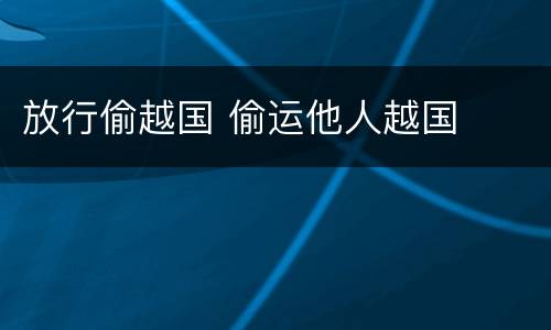 放行偷越国 偷运他人越国