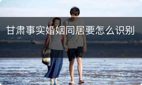 甘肃事实婚姻同居要怎么识别