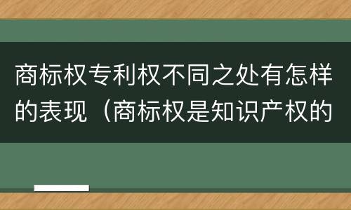 商标权专利权不同之处有怎样的表现（商标权是知识产权的一种吗）