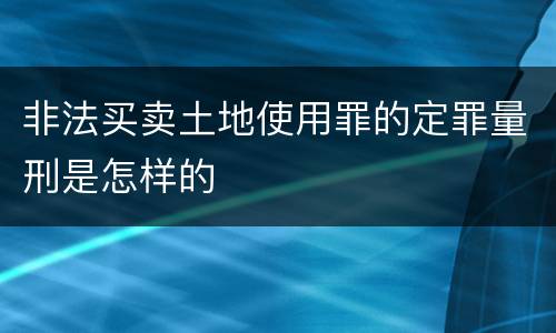 非法买卖土地使用罪的定罪量刑是怎样的