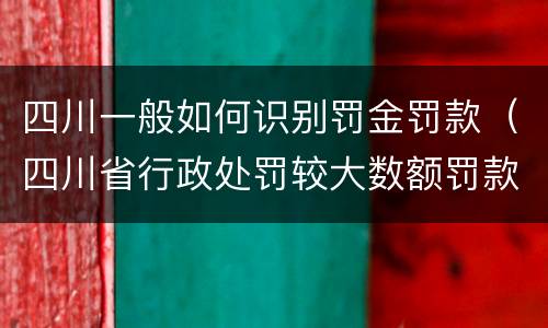 四川一般如何识别罚金罚款（四川省行政处罚较大数额罚款是多少）