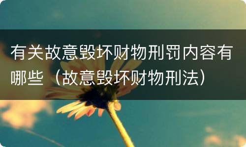 有关故意毁坏财物刑罚内容有哪些（故意毁坏财物刑法）