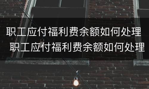职工应付福利费余额如何处理 职工应付福利费余额如何处理