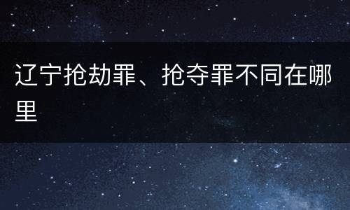 辽宁抢劫罪、抢夺罪不同在哪里