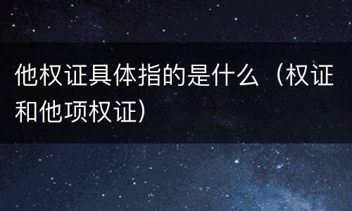 他权证具体指的是什么（权证和他项权证）