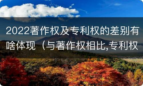 2022著作权及专利权的差别有啥体现（与著作权相比,专利权有哪些特征）