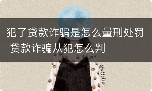 犯了贷款诈骗是怎么量刑处罚 贷款诈骗从犯怎么判