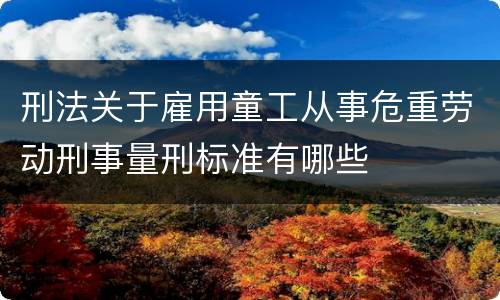 刑法关于雇用童工从事危重劳动刑事量刑标准有哪些