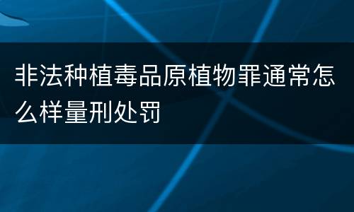 非法种植毒品原植物罪通常怎么样量刑处罚