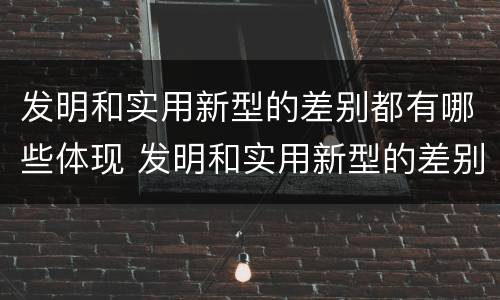 发明和实用新型的差别都有哪些体现 发明和实用新型的差别都有哪些体现了