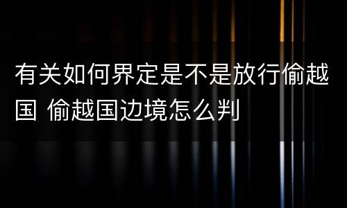 有关如何界定是不是放行偷越国 偷越国边境怎么判