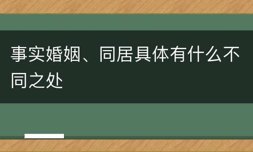 事实婚姻、同居具体有什么不同之处