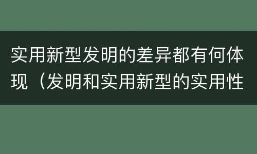 实用新型发明的差异都有何体现（发明和实用新型的实用性）