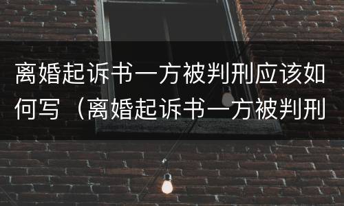 离婚起诉书一方被判刑应该如何写（离婚起诉书一方被判刑应该如何写申请）