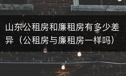 山东公租房和廉租房有多少差异（公租房与廉租房一样吗）