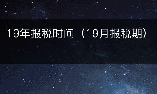 19年报税时间（19月报税期）