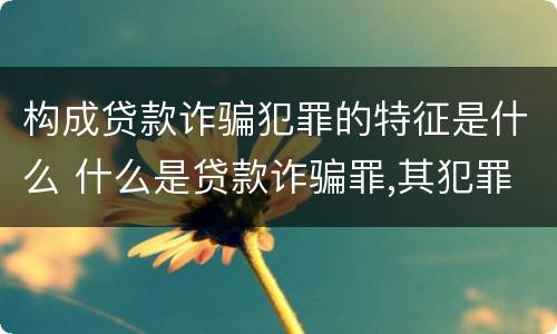构成贷款诈骗犯罪的特征是什么 什么是贷款诈骗罪,其犯罪构成是什么