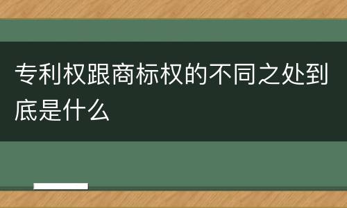 专利权跟商标权的不同之处到底是什么