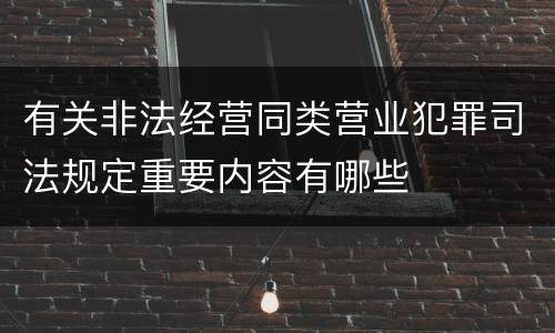 有关非法经营同类营业犯罪司法规定重要内容有哪些