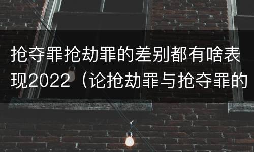 抢夺罪抢劫罪的差别都有啥表现2022（论抢劫罪与抢夺罪的界限）