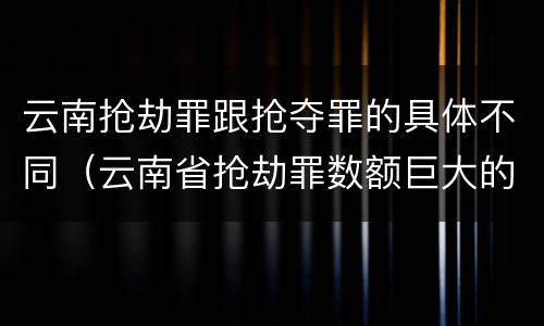 云南抢劫罪跟抢夺罪的具体不同（云南省抢劫罪数额巨大的标准）