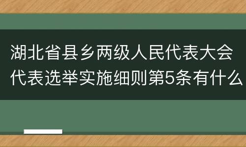 湖北省县乡两级人民代表大会代表选举实施细则第5条有什么规定